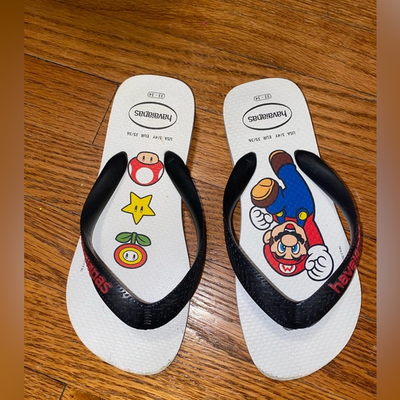 Havaianas Boys Mario Bros Flip Flops size 3/4 - Picture 1 of 5
